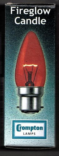 2 x CROMPTON FIREGLOW CANDLE BULB 40 WATT BAYONET CAP FITTING B22