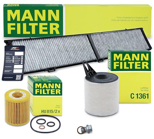 MANN-FILTER Inspektionspaket Filterset 1x Ölfilter, 1x Luftfilter, 1x Innenraumfilter (Aktivkohle), 1x Ölablassschraube Kompatibel mit BMW 1er (E81)(E87)(E88)(E82), 3er (E90)(E93)(E92)(E91), X1 (E84)