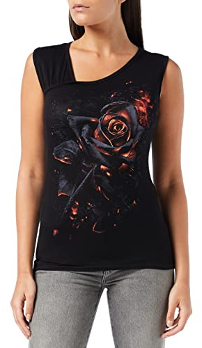 Spiral Women's Burnt Rose - Gathered Shoulder Slant Vest Black Vest Top (pack of 1)