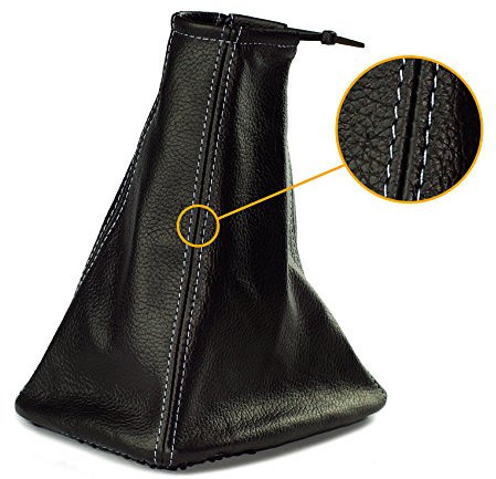 Schaltmanschette Schaltsack Sack Schwarz Faden Weiß Echt Leder myshopx SA86