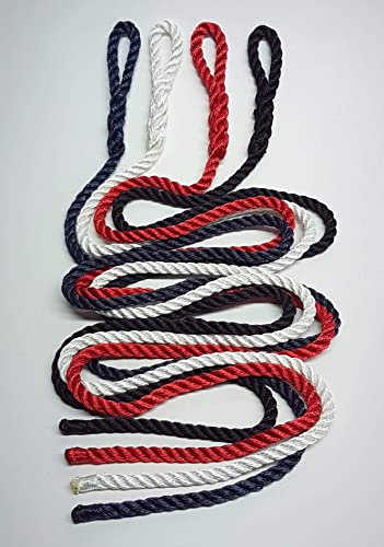 Cuerda de guardabarros de 8 mm, 1 m, 3 hebras, cuerda de poliéster, empalmada y cosida, lista para usar (rojo, piezas: 6)