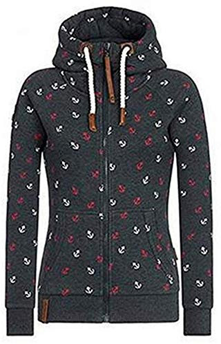 Newbestyle Jacke Damen Sweatjacke Hoodie Sweatshirt Oberteile Damen Pullover Kapuzenpullover Pulli mit Reissverschluss,Black,M
