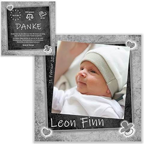 Unser-Festtag Vintage Love Aussergewöhnliche Geburtskarten tolle Dankeskarten für Baby mit Foto, kostenloser Text Eindruck - 30 Karten