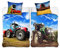 Familando Traktor Mähdrescher Bettwäsche-Set 135x200 80x80 cm Bauernhof Kinder-Bettwäsche für Jungen mit Reißverschluss aus 100% Baumwolle