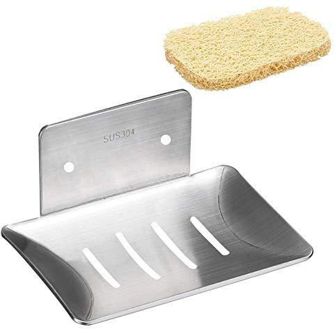 Mczcent Seifenhalter Ohne Bohren Edelstahl, Seifenschale Dusche Wandmontage & Selbstklebend Soap Dish Holder Wall Mount für Dusche, Wand Seifenablage Seifehalter für Bad Dusche Badezimmer, Silber