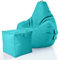 Green Bean 2er Set Sitzsack + Hocker - fertig befüllt - robust waschbar schmutzabweisend - Kinder & Erwachsene Bean Bag Bodenkissen Lounge Sitzhocker Relax-Sessel Gamer Gamingstuhl Pouf - Türkis
