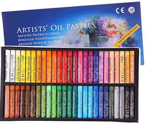 Professional Soft Oil Pastel Set Painting Chalk Oil Pastels for Graffiti Art Washable Soft Drawing Round Oil Pastels Crayons for Kids, Artist, Student, Assorted Colors (Pastel 50 pcs)