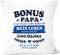 MoonWorks® Kissen-Bezug Geschenk Bonus-Mama | Bonus Papa Geschenkidee Stiefmutter | Stiefvater zum Muttertag | Vatertag Spruch Papa weiß 40cm x 40cm
