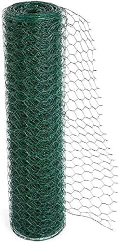 Floralcraft 60cm x 10m PVC Coated Chicken Wire Mesh Roll, 25mm Holes Galvanized Hexagonal Chicken Wire Netting, Rabbit Animal Fence Barrier for DYI Craft Projects, Home Décor and Gardening
