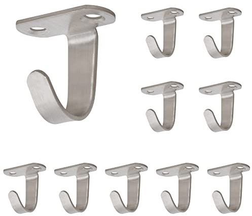 NearMoon Edelstahl-Deckenhaken mit Schraubbefestigung, Unterregal, Handtuch/Bademantel, Kleiderhaken, robuster Kleiderhaken für Badezimmer, Küche, Schrank, Garage, 10 Stück (gebürstetes Nickel)