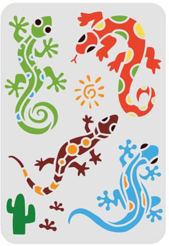 FINGERINSPIRE Eidechsen-Schablone 29,7 x 21 cm Azteken-Eidechsen-Malschablone Wiederverwendbare Gecko-Zeichenschablone Tierschablone zum Malen auf Holzfliesen, Papier, Stoff, Bodenwand