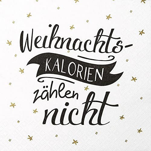 20 Servietten Weihnachtskalorien zählen nicht | Spruch | lustig | Winter | Weihnachten | Tischdeko | Decoupage | Serviettentechnik 33x33cm