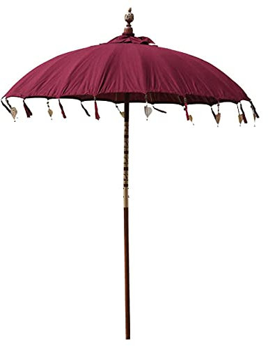 Oriental Galerie Bali Sonnenschirm Balinesischer Schirm Garten Baumwolle Handarbeit ideal für Balkon Dekoschirm 2-teilig ca. 130 Ø cm Variante, 130er Schirme:Dunkelrot