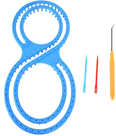 Afghan Loom Knitting Looms, Afghanisches Strickbrett, Strickrahmen 8-Form-Plastik-Blau-Webstuhl-Kit mit Häkel-Nähnadeln für DIY-Decken-Socken-Schal-Hut-Handwerkc