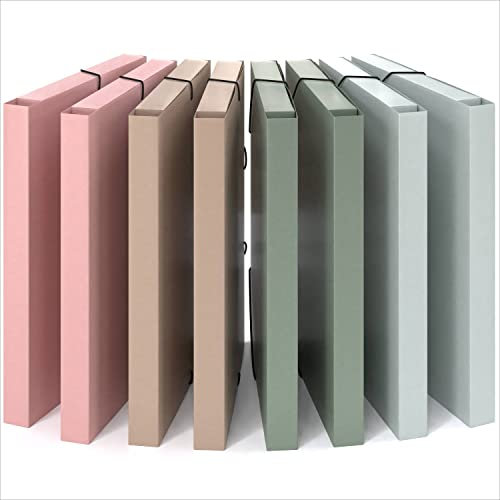 ACROPAQ - 8 x Sammelmappe A4 - Bis zu 200 Seiten, Rückenbreite 3 cm, Elastischer Verschluss, Erde, Natur Farbkollektion - Dokumentenmappe, Archivbox, Heftbox