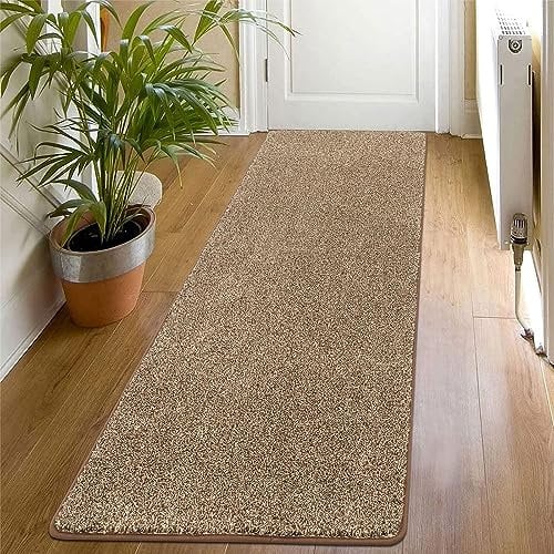 SHACOS Teppich Läufer Flur 60x180 cm, rutschfest, Küchenteppich Waschbar, Flurläufer Modern, Teppichläufer für Flur, Küche, Eingang, Wohnzimmer, Braun