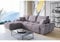 ML Furniture Velvet Ecksofa in L-Form – Lila Sofa – Couch mit Stauraum und Kissen - Ausziehbares Schlafsofa – Sofa mit Schlaffunktion - Schlafsofa mit Bettkasten – Gästebett – 289 x 189 cm