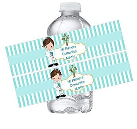 20PCS pegatinas personalizadas boda,pegatinas personalizadas comunion para botellas,pegatinas personalizadas comunion botellas agua,pegatinas personalizadas comunion rectangulares (F,20,3x5cm)