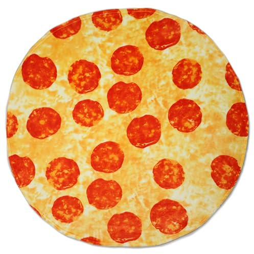 Excervent Wurst-Pizza-Riesendecke, Decken für Erwachsene und Kinder, 290 g/m², doppelseitig, lustig, realistisch, Lebensmitteldecke, Neuheit, superweiche Flanell-Überwurfdecken, 180,3 cm