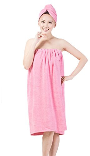 YJZQ Kilt da sauna da donna con asciugamano per capelli, set di asciugamani per sauna, accappatoio con chiusura in velcro ed elastico per spa, doccia e bagno