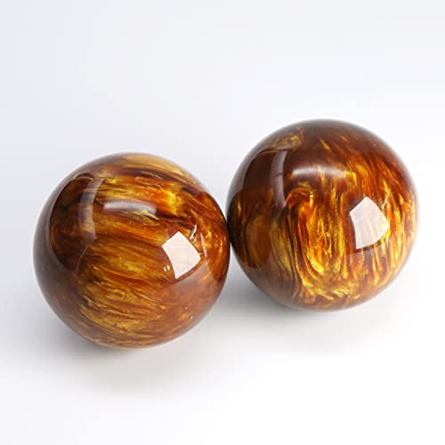 1 Pair Natural Resin Synthesis Golden Black Coral Sea Willow Beeswax Cure The Handball Ball 50MM,Sea Willow