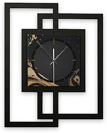 Kreative Feder Designer-Wanduhr in modernem Metallic-Look ohne Tickgeräusche (Golden Liquid, leises Funkuhrwerk)