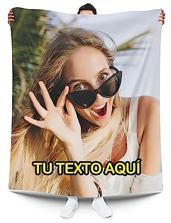 Pla Pla Pla Manta Personalizada con tu Foto y Texto. Manta sofá, Manta Cama con Imagen. (70 x 120 cm.)