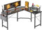 Cubiker L Shaped Gaming Desk, 150 cm Computer Corner Desk with Monitor Shelf for Home Office Study Writing Workstation, Black Carbon Fiber