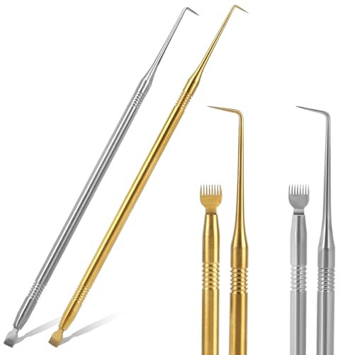 Juego de 2 herramientas de elevación de pestañas de acero inoxidable 2 en 1, kit de elevación de pestañas y tinta, accesorios profesionales para levantar pestañas, herramienta de separación de