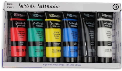KROWN - Pintura Acrílica 75 ml. Manualidades, No tóxica, Conjunto de Pintura Acrílica para Artistas Principiantes Niños Manualidades Lienzo Madera Cerámica Tela (Satinado)