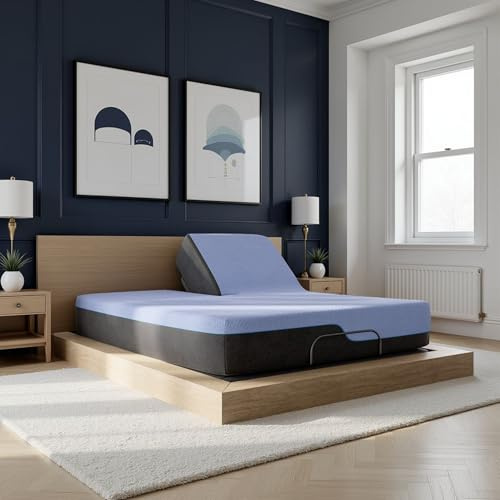 Bridgevine Home Split Flex 6-Layer Hybrid Latex Foam and Coil Adult Mattress, 12 Inches, Mattress-in-a-Box, Split Top King Size, Blue Ice Cover