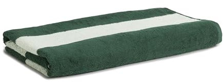 Möve Beach Blockstreifen Strandtuch 80 x 200 cm aus 100% Baumwolle, Cypress/Lime Cream