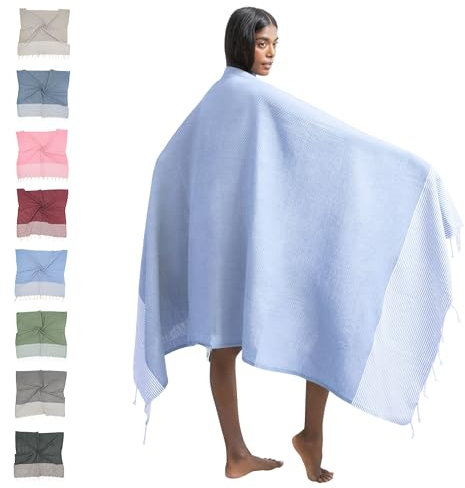 furora HOLIDAY Strandtuch Baumwolle XXL 100x200cm, Spa- & Hamamtuch : dünn, kompakt, lang | Saunatuch Hamam Tuch groß, Strandhandtuch Damen Herren, Saunahandtuch - Urlaub Must Haves