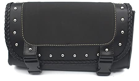 Piezas modificación portaequipajes Negro PU Cuero Motocicleta Sillín Equipaje Moto Tenedor Herramienta Bolsa Bolsa para Harley para Davidson