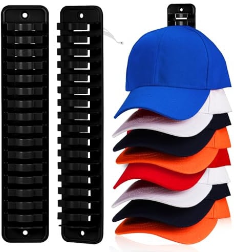 ZDDGNN Porta Cappelli,Baseball Cap Rack,Appendere Appendi Cappelli,16 Clip Organizer per Cappelli,per Camere da Letto,Armadi,Cassettiere e Pareti black-2pack