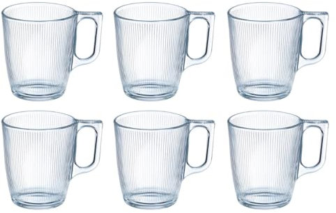 Luminarc Stripy Set 6 Mugs Vidrio 25cl Sodo Apto Microondas Apto Frigorífico Ecológico