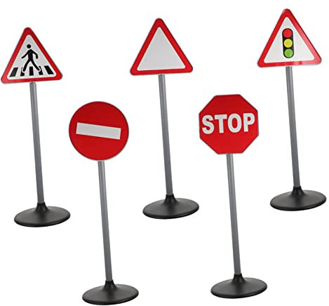 TOYANDONA 5pièces Jouets Éducatifs Panneaux De Signalisation De Trafic Modèles De Panneaux pour Éveil De Garçon Fille Et Jeu De Rôle Sécurité Routière