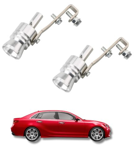 Silenciador de sonido de escape de 2 unidades, simulador de sonido turbo tamaño M, aleación de aluminio para coche, silenciador de tubo de escape para todos los modelos de vehículos, plata