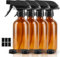 HOTUT Botella de spray de vidrio ámbar, 4 piezas botella de spray de vidrio de 240 ml, botella de spray de vidrio marrón, kit de configuración de flujo de niebla con bomba negra