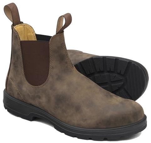 Stivali Chelsea vintage fatti a mano con punta tonda e tacco a blocco, stivali alti da coppia unisex, stivali eleganti in pelle slip-on (37,Brown)