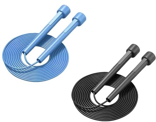 2 Pcs Skipping Rope, Skipping Ropes for Adults, Suitable for Men, Women, and Children,Quick Jump With Anti Slip Handle,Fitness(Blue, Black)