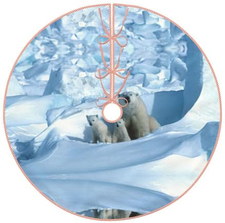 Copertura per albero di Natale con orso polare, adatta per base dell'albero di Natale, 122 cm, copertura per tappetino per albero