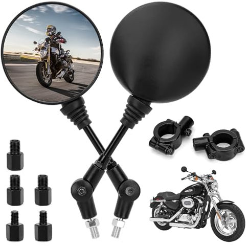 Motorrad Spiegel, 2 Stück Motorrad Rückspiegel, Lenkerendenspiegel mit 8mm 10mm Schrauben, für ATV/Roller/Cruiser/Scooter/Moped/Quad Roller