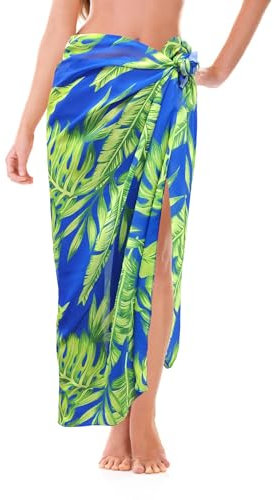 AffeGifts Pareo Damen Strand, langer Sarong aus Chiffon, Strandpareo, Strand-Überwurf, Strandrock, Rock, Badeanzug, Mädchen, Schwimmbad, Blau und Grün, One size