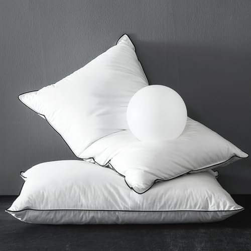 KUSNUG Daunenkissen 50x75 2er Set, Hochwertiges Kopfkissen mit Daunen & Federn umgeben von 100% Bio-Baumwollstoff, Ergonomisches 3 Kammer Hotelkissen, Kissen mit Federn füllung, Weiches Schlafkissen