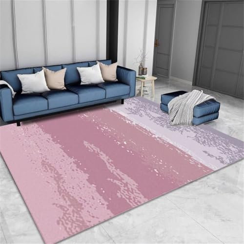 AITROMNI Bettvorleger Schlafzimmer rutschfest Teppich Gemustert Rosa lila Farbschema Sofa Balkon Dekoration waschbar 80X160CM