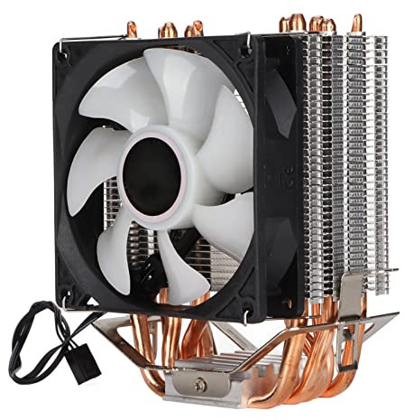 CPU Cooler, 6 Heat Pipes Computer CPU Cooler, RGB CPU Air Cooler, 3Pin 90mm PWM Fans for LGA775 1155 1156 1366 2011 AM2 AM2+ AM3, Low Noise, Precise Airflow (Single fan)