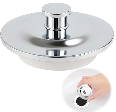 Tapones de Drenaje de Acero Inoxidable, Tapón de Drenaje,Tapón de Drenaje Universal de Acero Inoxidable y Silicona, Apto para Orificios de 42-44 mm, para Bañeras y Lavabos de Cocina