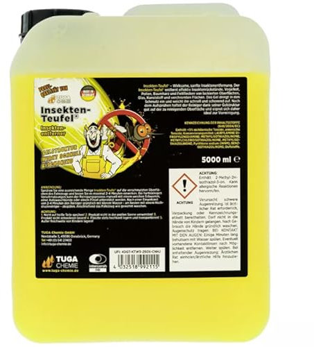Tuga Chemie Insekten Teufel - Insektenreiniger - Insektenentferner - Tuga Bug Off Spray löst schonend & schnell auch hartnäckig angetrocknete Insektenreste 5Liter + Gratis ChimpTools Sticker