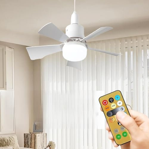 Bobety Ceiling Fans with Lights, 40CM Ceiling Fans with Lights and Remote, 30W Household Remote Control Flower Ceiling Fan Light - Light Dimmable Quiet Ceiling Fan (White)